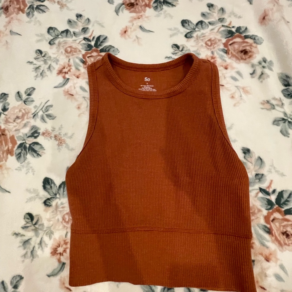 SO Orange Fitted Crop Tank Top